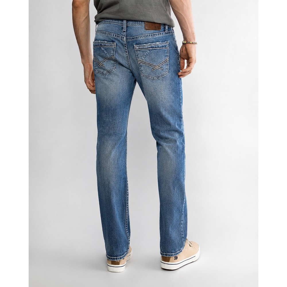 BKE Jake Straight Stretch Men's Jeans Blue Denim Medium Wash Distressed 36 x 30